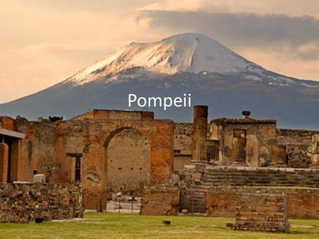 Pompeii. History The city of Pompeii is a partially buried Roman town- city near Naples. Along with Herculaneum, Pompeii was partially destroyed and buried.