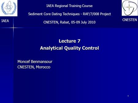 Lecture 7 Analytical Quality Control