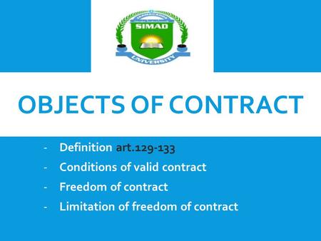 Objects of Contract Definition art