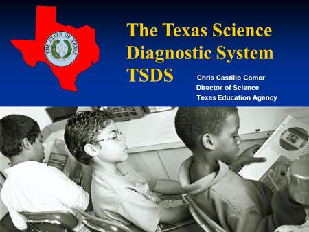 Chris Castillo Comer Director of Science Texas Education Agency The Texas Science Diagnostic System TSDS.