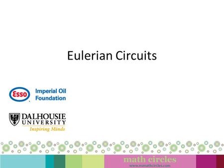 Eulerian Circuits. A Warm Up Problem Jenny & John were at a Math Circles event with three other couples. As people arrived, various handshakes took place.