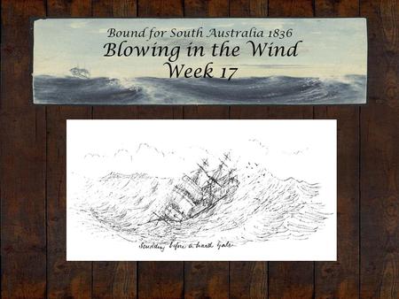 Bound for South Australia 1836 Blowing in the Wind Week 17 Sunday before a hard gale. Edward Snell, 1849.