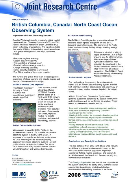 © European Communities, 2007 Importance of Ocean Observing Systems Douglas-Westwood recently prepared a global market report on Ocean Observing Systems.