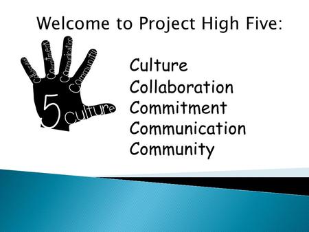 Welcome to Project High Five: Culture Collaboration Commitment Communication Community.