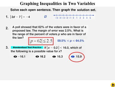 1. 2. 3. 16.2 Math Pacing Graphing Inequalities in Two Variables.