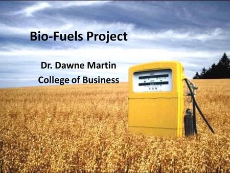 Bio-Fuels Project Dr. Dawne Martin College of Business.