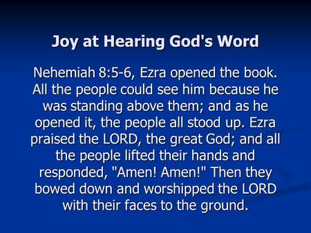 Joy at Hearing God's Word