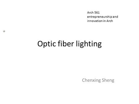 Optic fiber lighting Chenxing Sheng Arch 561 entrepreneurship and innovation in Arch.
