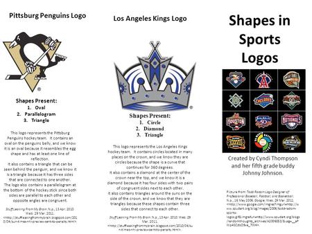 Shapes in Sports Logos Created by Cyndi Thompson and her fifth grade buddy Johnny Johnson. Picture from: Todd Radom Logo Designer of Professional Baseball,