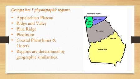 Georgia has 5 physiographic regions.