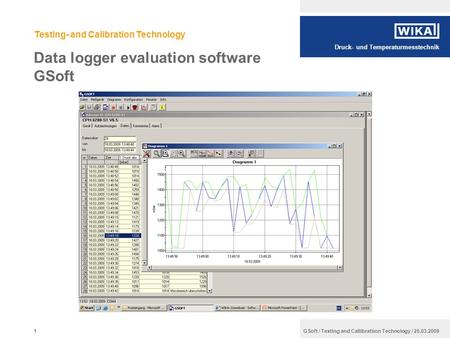 Druck- und Temperaturmesstechnik GSoft / Testing and Callibratiion Technology / 25.03.2009 Testing- and Calibration Technology Data logger evaluation software.