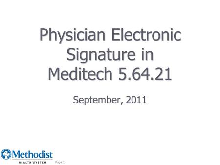 Physician Electronic Signature in Meditech