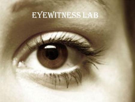 Eyewitness Lab. You will have 15 seconds to look at the following photograph.