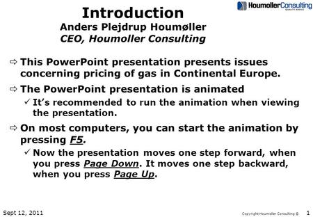 Copyright Houmoller Consulting © Introduction Anders Plejdrup Houmøller CEO, Houmoller Consulting ðThis PowerPoint presentation presents issues concerning.
