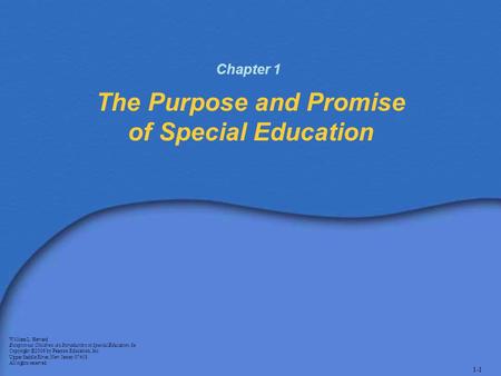 The Purpose and Promise of Special Education