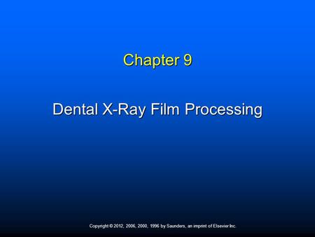 Dental X-Ray Film Processing