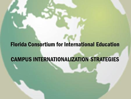 Florida Consortium for International Education CAMPUS INTERNATIONALIZATION STRATEGIES.