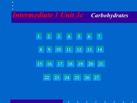 Intermediate 1 Unit 3c Carbohydrates 123 4567 89 10 111213 14 15 22 23242526 161718192021 27.