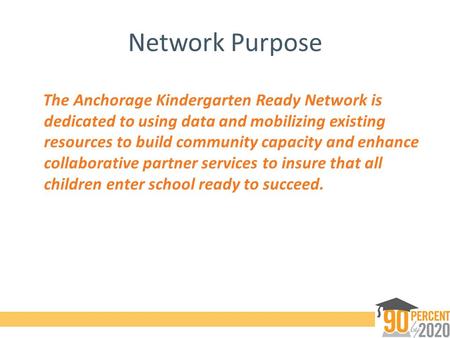Network Purpose The Anchorage Kindergarten Ready Network is dedicated to using data and mobilizing existing resources to build community capacity and enhance.