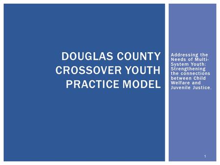 Addressing the Needs of Multi- System Youth: Strengthening the connections between Child Welfare and Juvenile Justice. DOUGLAS COUNTY CROSSOVER YOUTH PRACTICE.