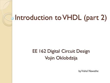 Introduction to VHDL (part 2)