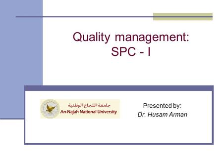 Quality management: SPC - I