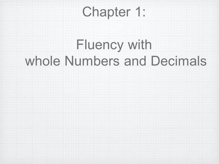 whole Numbers and Decimals