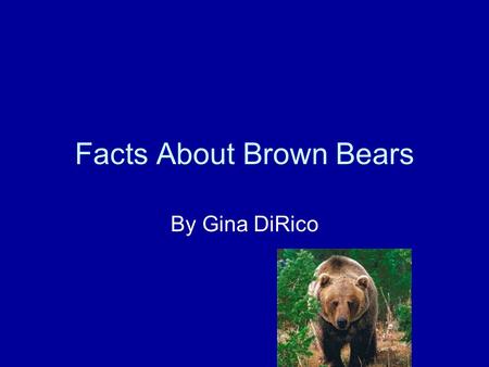 Facts About Brown Bears By Gina DiRico. In class I researched Brown Bears. If you read this you will learn about what it looks like, where it lives, how.
