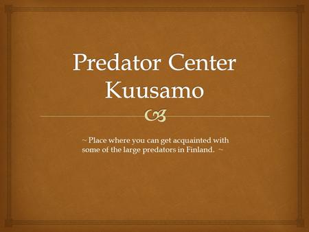 ~ Place where you can get acquainted with some of the large predators in Finland. ~