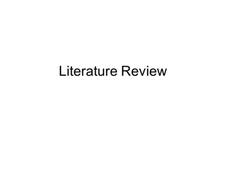 what is literature review in research ppt