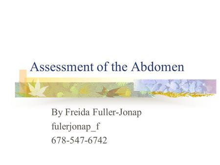 Assessment of the Abdomen