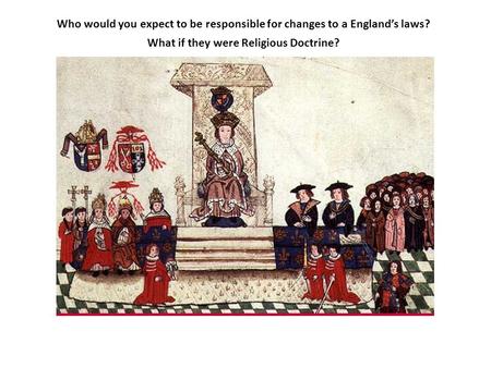 Who would you expect to be responsible for changes to a England’s laws? What if they were Religious Doctrine?