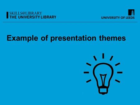 Example of presentation themes. The following presentations are designed as short, sharp activities where a group member is asked to stand up and present.