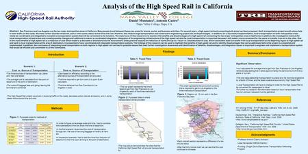 Analysis of the High Speed Rail in California Daniel Montanez 1, Antonio Castro 1 1 Napa Valley College, Napa, CA Abstract: San Francisco and Los Angeles.