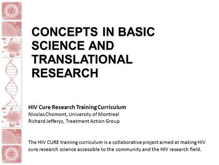 Concepts in Basic Science and Translational Research