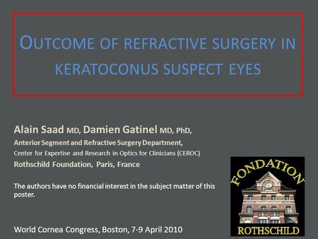 Outcome of refractive surgery in keratoconus suspect eyes
