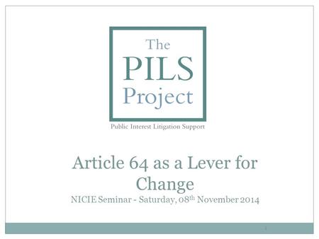 1 Article 64 as a Lever for Change NICIE Seminar - Saturday, 08 th November 2014.