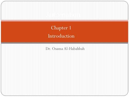 Dr. Osama Al-Habahbah Automation Chapter 1 Introduction.