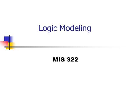Logic Modeling MIS 322. Why do we need Logic Modeling? Lets look at the following DFD.