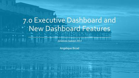 Solutions Summit 2014 7.0 Executive Dashboard and New Dashboard Features Angelique Bicad.