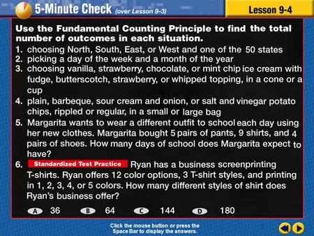 Transparency 4 Click the mouse button or press the Space Bar to display the answers.