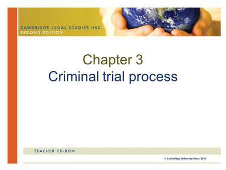 Chapter 3 Criminal trial process. In this chapter, you will study the process of a criminal trial. You will look at the criminal jurisdiction of NSW courts,