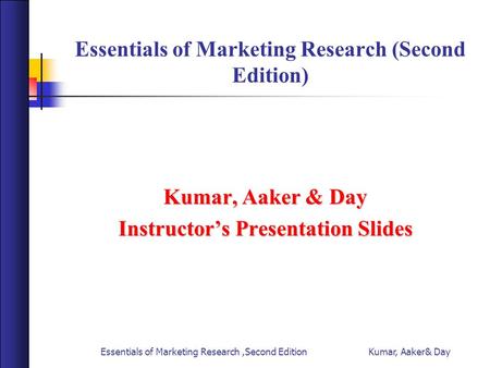 Essentials of Marketing Research (Second Edition)