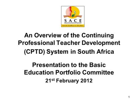 Presentation to the Basic Education Portfolio Committee