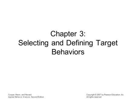 Chapter 3: Selecting and Defining Target Behaviors