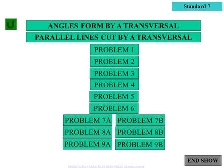 ANGLES FORM BY A TRANSVERSAL PARALLEL LINES CUT BY A TRANSVERSAL