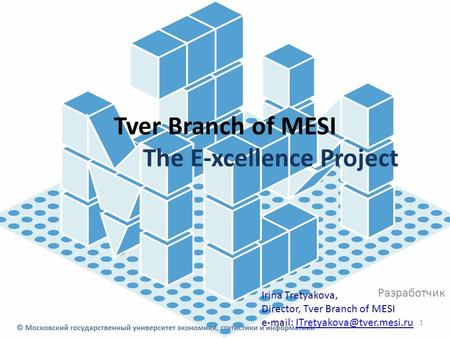 Tver Branch of MESI The E-xcellence Project Разработчик 1 Irina Tretyakova, Director, Tver Branch of MESI