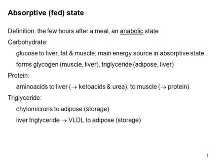 Absorptive (fed) state