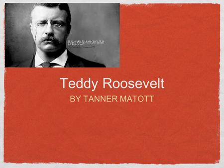 Teddy Roosevelt BY TANNER MATOTT.