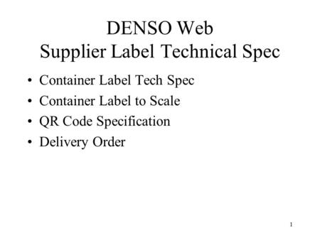 DENSO Web Supplier Label Technical Spec